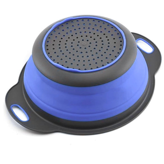 Blue Foldable Silicone Colander for Kitchen Use