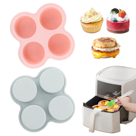 Reusable Silicone Air Fryer Egg and Muffin Mold 2 Pack Pink and Blue