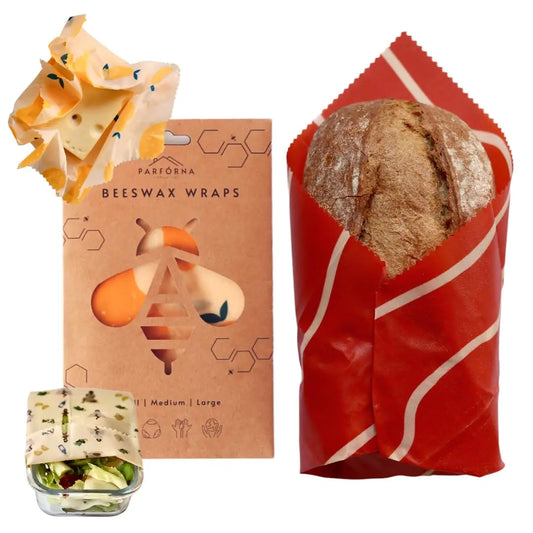 Parforna Reusable Beeswax Food Wraps 3 Sizes Set