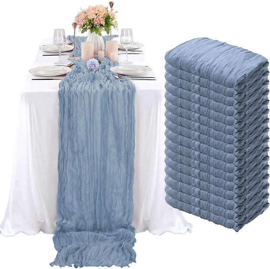16-pack boho cheesecloth table runners in blue 35x120 inch
