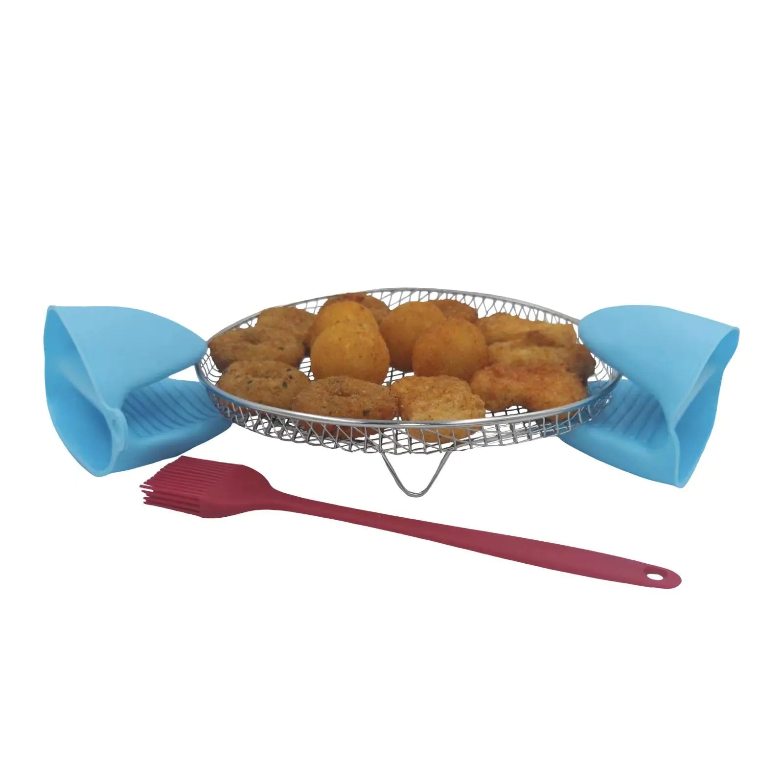 Round Stackable Air Fryer Racks with Clamp and Brush 1 Pack