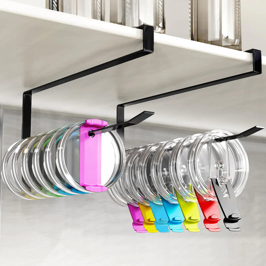 Under Cabinet Tumbler Lid Organizer Space Saving Rack Black