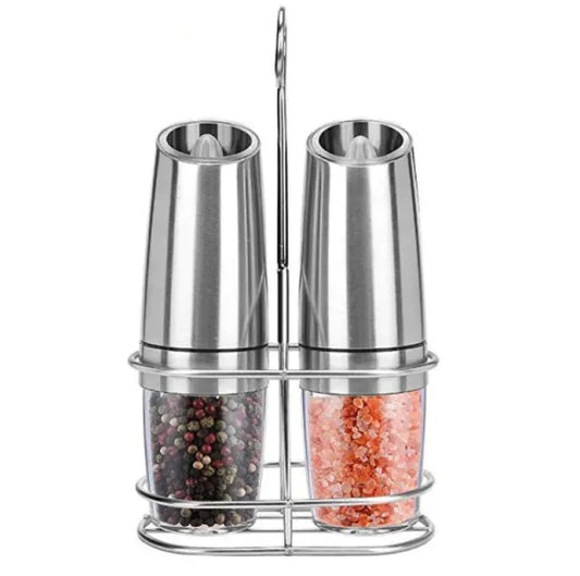 Electric gravity salt and pepper grinder for kitchen use