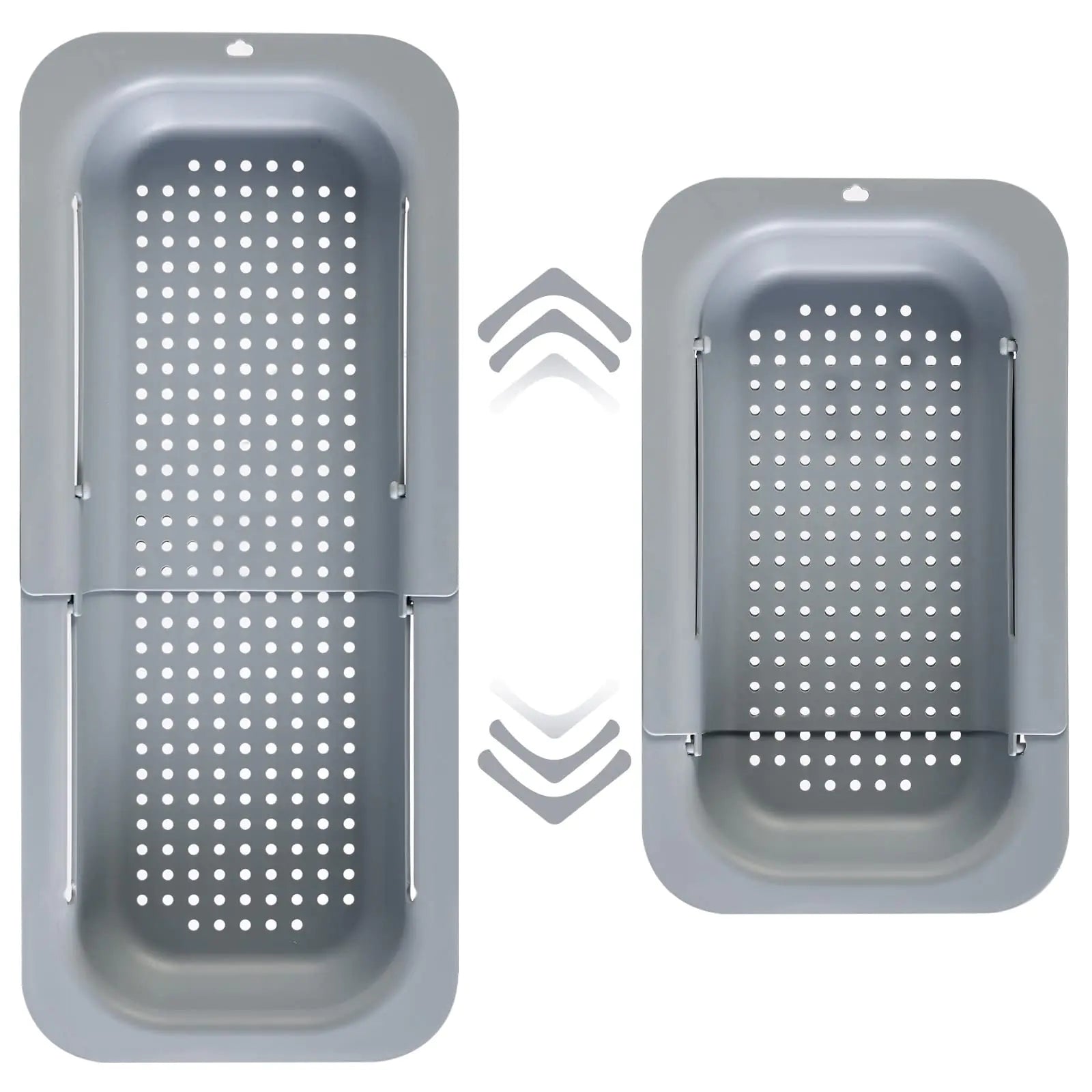 Gray Adjustable Sink Colander for Washing Fruits and Vegetables