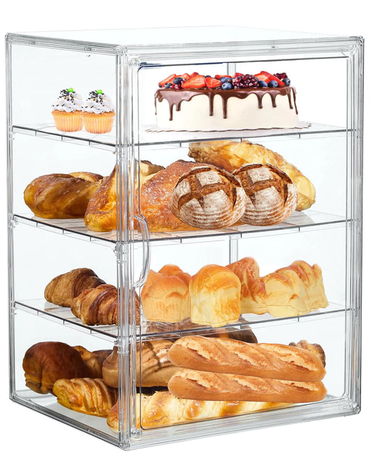 Large 4-layer adjustable bread box for kitchen countertop