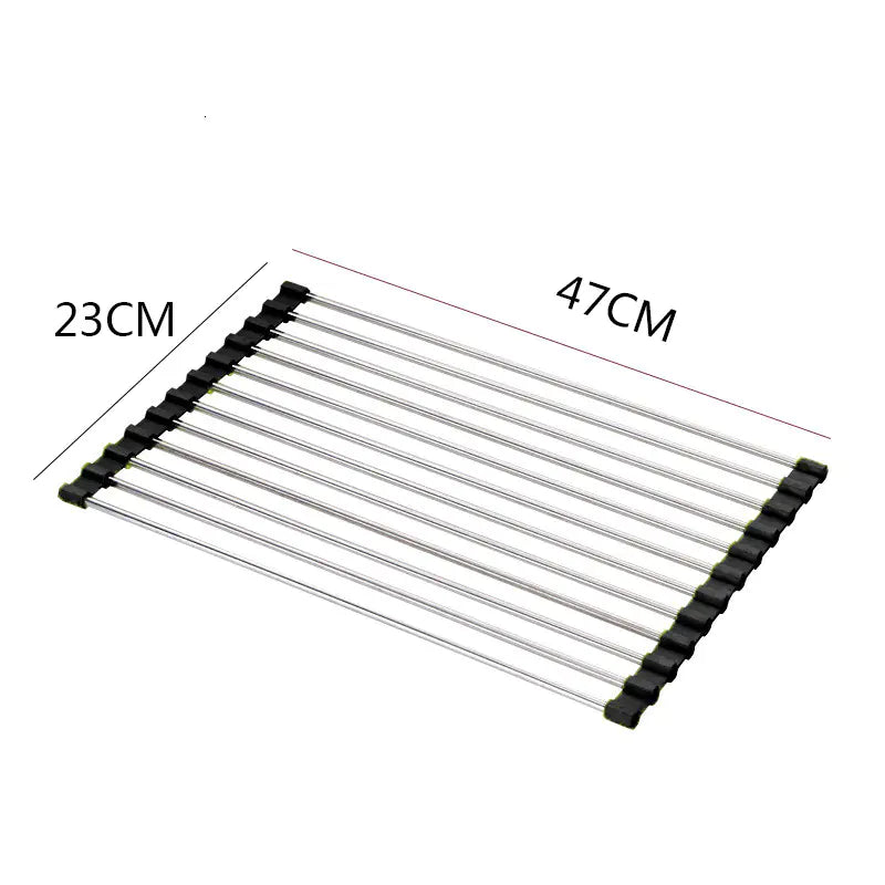Foldable Stainless Steel Sink Bowl and Dish Rack