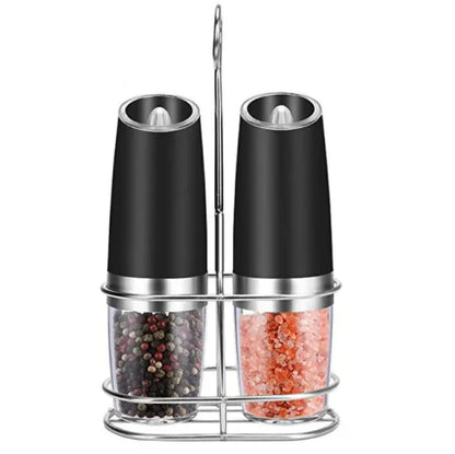 Electric gravity salt and pepper grinder for kitchen use