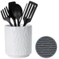 MONOSUGO small ceramic utensil holder with silicone drying mat white
