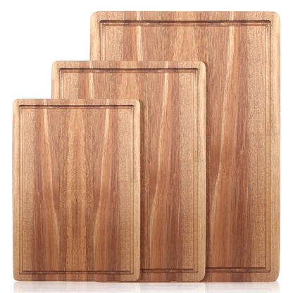 3-Piece Acacia Wood Cutting Board Set for Kitchen Prep