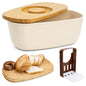 Triiter Bread Box with Bamboo Lid and Slicer Holder