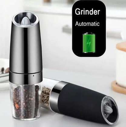 Electric gravity salt and pepper grinder for kitchen use