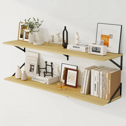 Fun Memories 12-inch deep floating wall shelves set of 2 oak